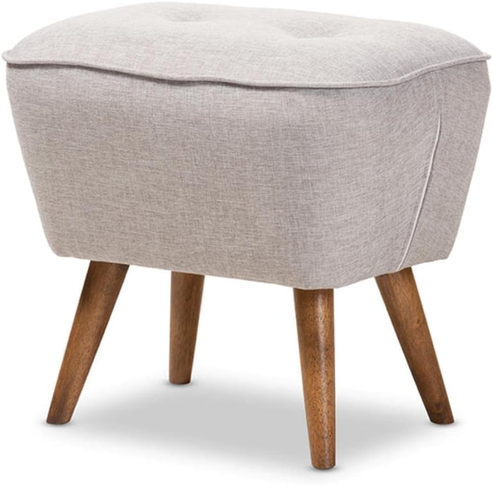 Modern Upholstered Pouffe with Wood Legs - Stylish & Comfortable Footrest for Living Room