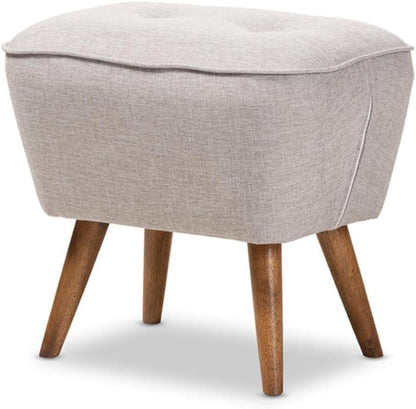 Modern Upholstered Pouffe with Wood Legs - Stylish & Comfortable Footrest for Living Room