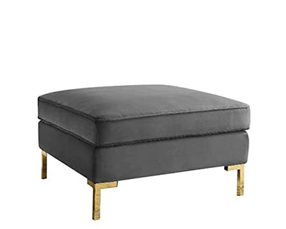Modern Velvet Ottoman with Gold Metal Legs - Plush Square Footrest & Accent Furniture