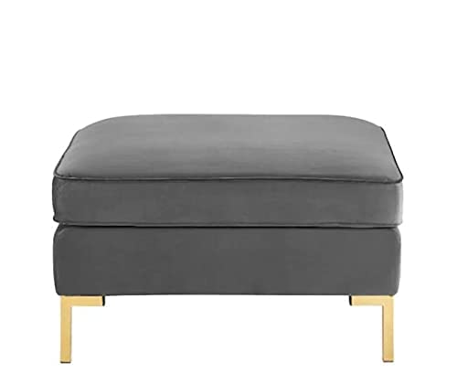 Modern Velvet Ottoman with Gold Metal Legs - Plush Square Footrest & Accent Furniture