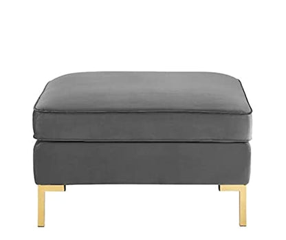 Modern Velvet Ottoman with Gold Metal Legs - Plush Square Footrest & Accent Furniture