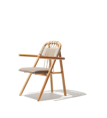 Natural Linen Accent Chair with Solid Wood Frame & Woven Back Design