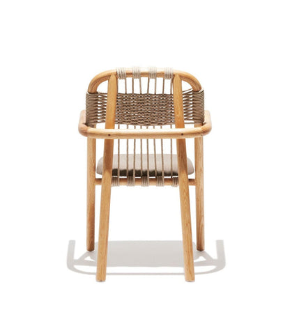 Natural Linen Accent Chair with Solid Wood Frame & Woven Back Design