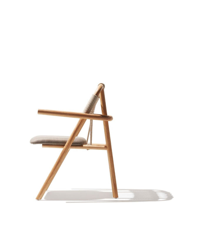 Natural Linen Accent Chair with Solid Wood Frame & Woven Back Design