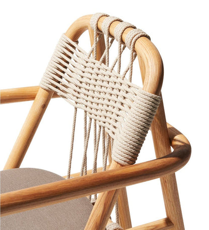 Natural Linen Accent Chair with Solid Wood Frame & Woven Back Design