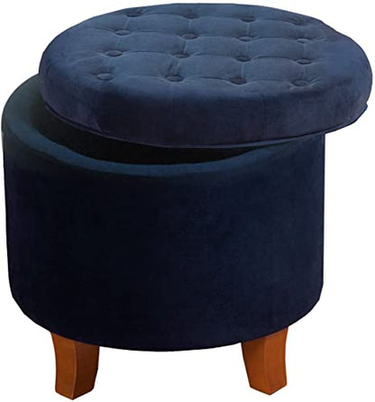 Wooden Frame Fabric Pouffe with Storage -