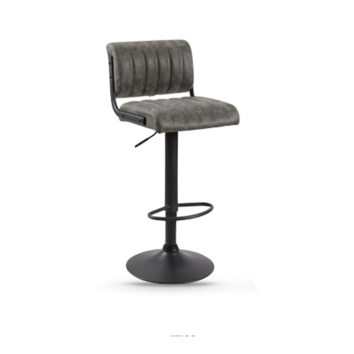 Gray bar stool with black base on a white background