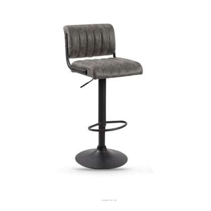 Gray bar stool with black base on a white background