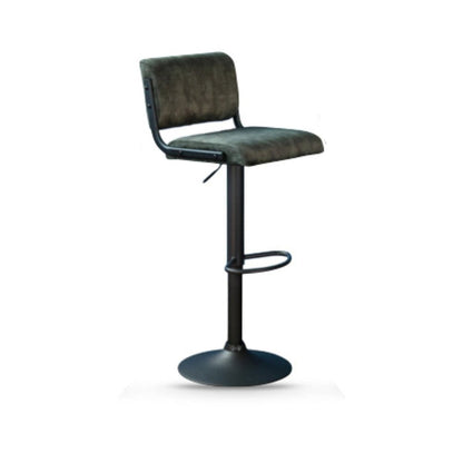 Olive green bar stool with black base on a white background