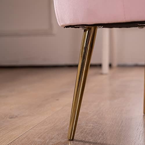 Pink Velvet Flower Storage Pouffe –  Footrest with Gold Legs – Elegant Home Decor & Organizer