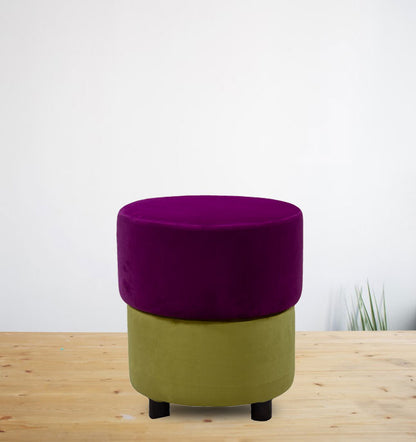 Plush Velvet Dual-Tone Ottoman with Stylish Footrest and Extra Seating for Modern Living Rooms