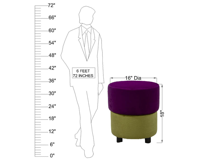 Plush Velvet Dual-Tone Ottoman with Stylish Footrest and Extra Seating for Modern Living Rooms
