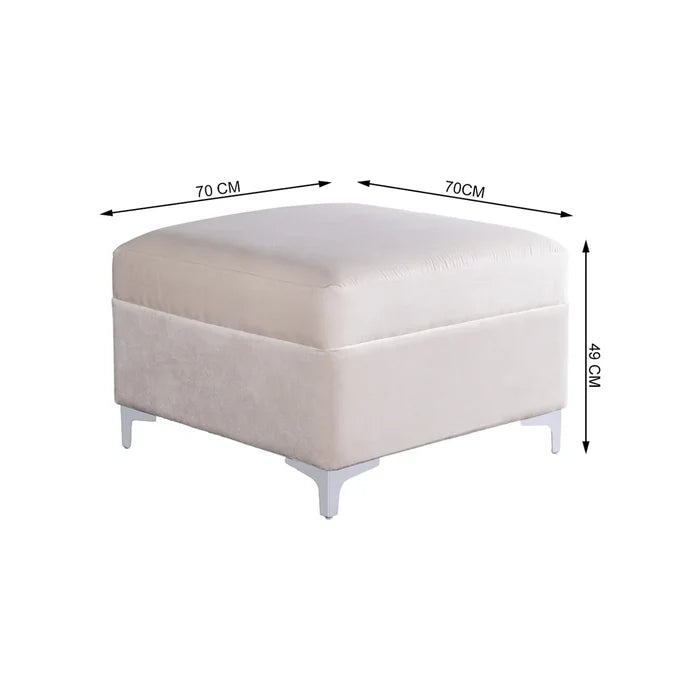 Plush Velvet Square Storage Ottoman Pouffe - Beige, Comfort Footrest & Extra Seating for Living Room