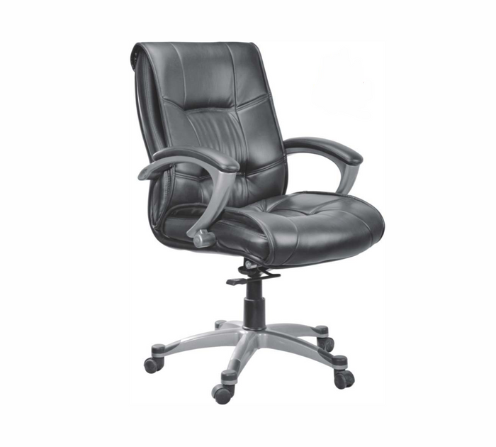 Premium Leatherette Office Chair with Cushioned Seat, Ergonomic Mid Back, Padded Armrests & Smooth Swivel Base