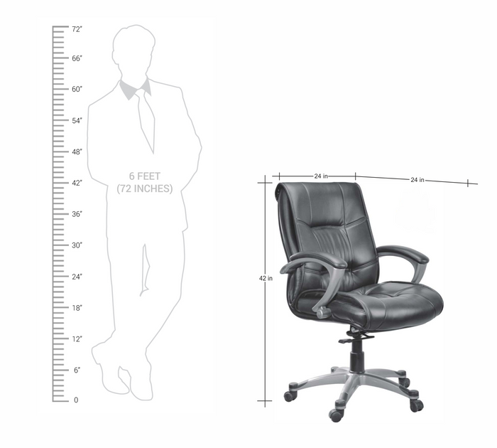 Premium Leatherette Office Chair with Cushioned Seat, Ergonomic Mid Back, Padded Armrests & Smooth Swivel Base