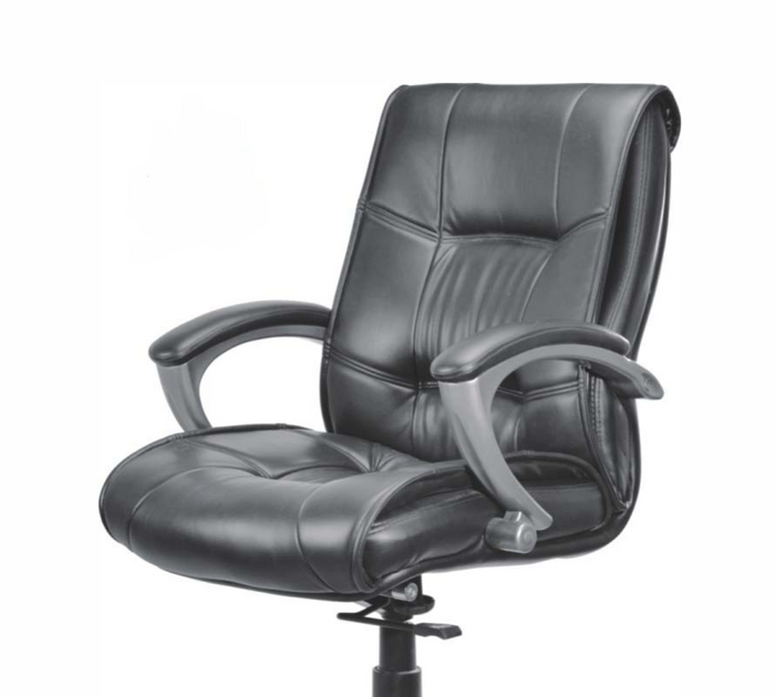 Premium Leatherette Office Chair with Cushioned Seat, Ergonomic Mid Back, Padded Armrests & Smooth Swivel Base