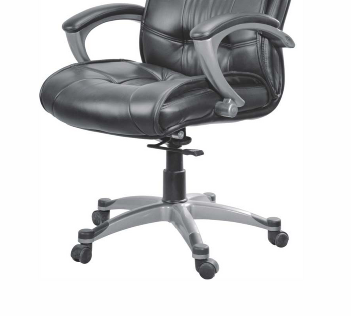 Premium Leatherette Office Chair with Cushioned Seat, Ergonomic Mid Back, Padded Armrests & Smooth Swivel Base