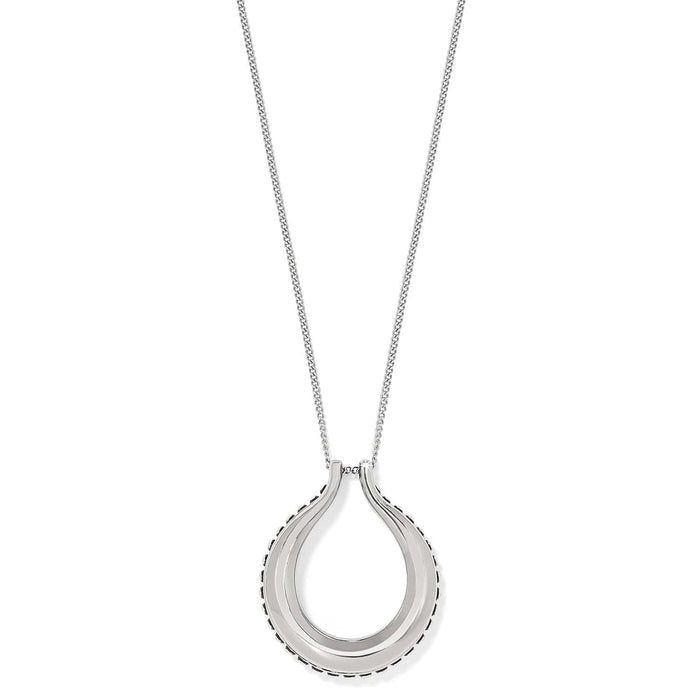Brighton pendant necklace with silver-plated open teardrop pendant on a delicate chain on a white background