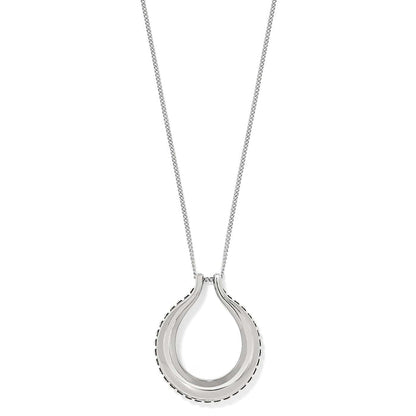 Brighton pendant necklace with silver-plated open teardrop pendant on a delicate chain on a white background