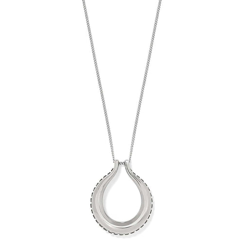 Brighton pendant necklace with silver-plated open teardrop pendant on a delicate chain on a white background