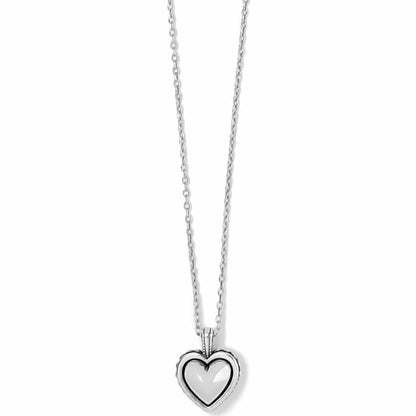 Brighton pendant necklace with silver-plated heart charm and delicate cable chain on a white background
