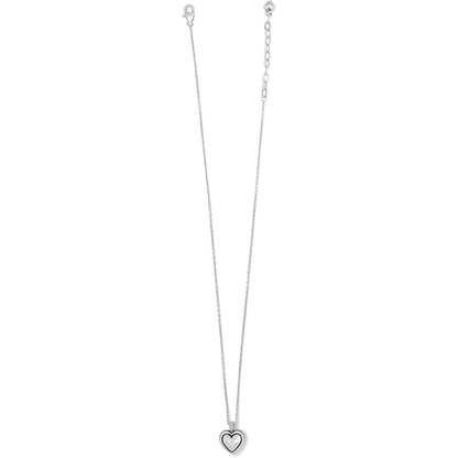 Brighton pendant necklace with silver-plated heart charm and delicate chain with lobster clasp on a white background