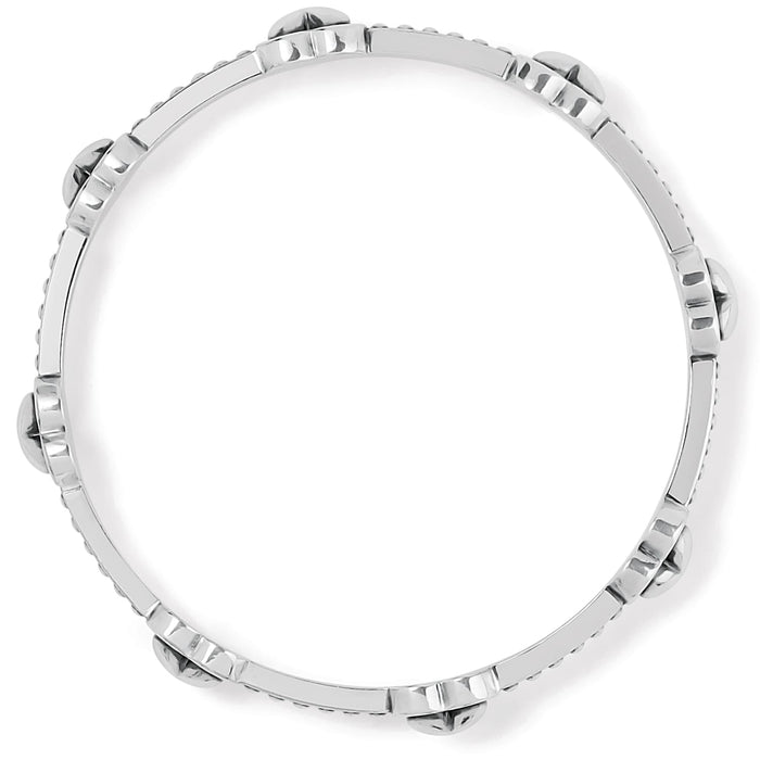 Brighton bangle bracelet with silver-plated finish and raised stud accents shown from above on a white background