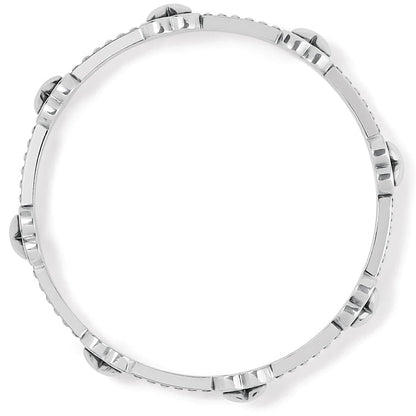 Brighton bangle bracelet with silver-plated finish and raised stud accents shown from above on a white background