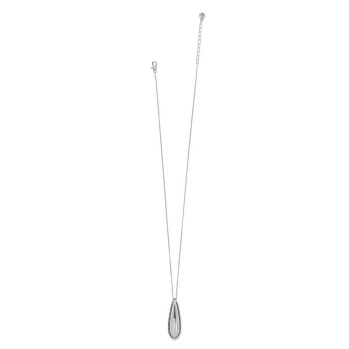 Pretty Tough Droplet Necklace a silver pendant necklace with a teardrop design displayed against a plain white background.