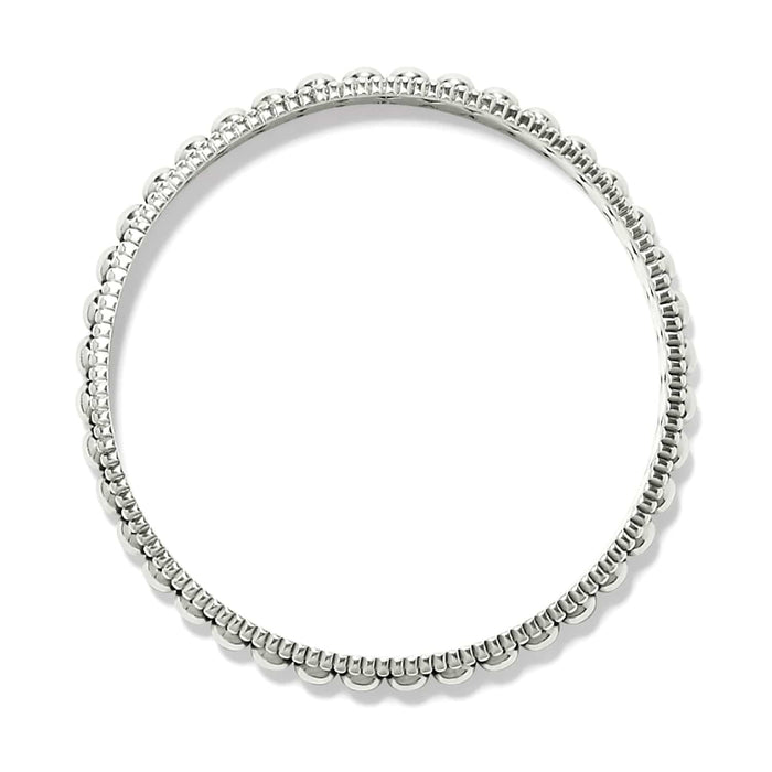 Brighton bangle bracelet with silver-plated beaded edges and smooth inner band shown from above on a white background