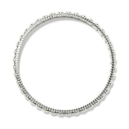 Brighton bangle bracelet with silver-plated beaded edges and smooth inner band shown from above on a white background