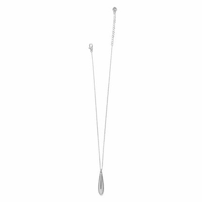 Brighton pendant necklace with silver-plated teardrop drop, thin cable chain, and lobster clasp on a white background