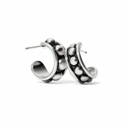 Brighton hoop earrings with silver-plated finish and raised beaded dot detailing along the band on a white background