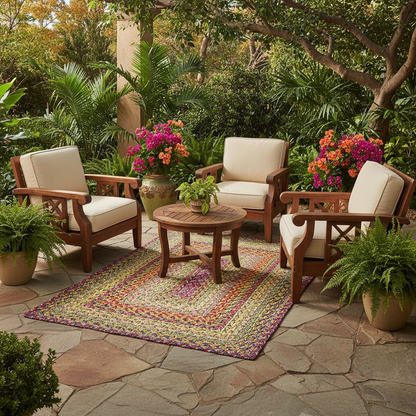 Rainforest Multi Color Braided Rug Lifestyle