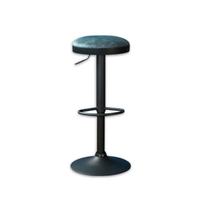 Stone bluebar stool with a round seat on a white background