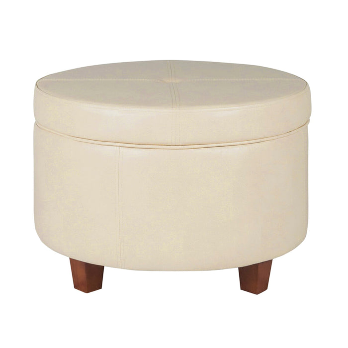 Round Faux Leather Storage Ottoman – Stylish & Versatile Home Furniture Accent