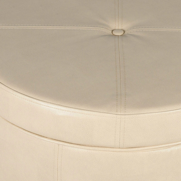 Round Faux Leather Storage Ottoman – Stylish & Versatile Home Furniture Accent