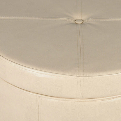 Round Faux Leather Storage Ottoman – Stylish & Versatile Home Furniture Accent