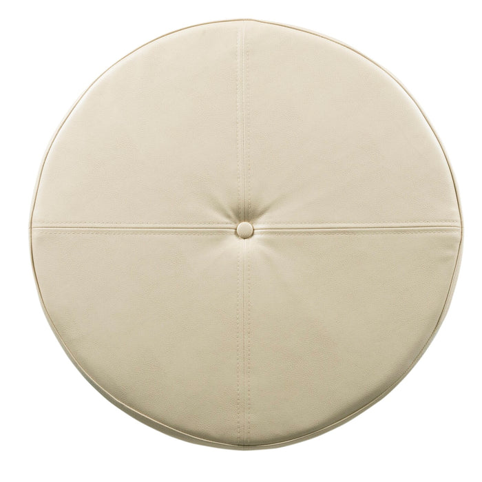 Round Faux Leather Storage Ottoman – Stylish & Versatile Home Furniture Accent