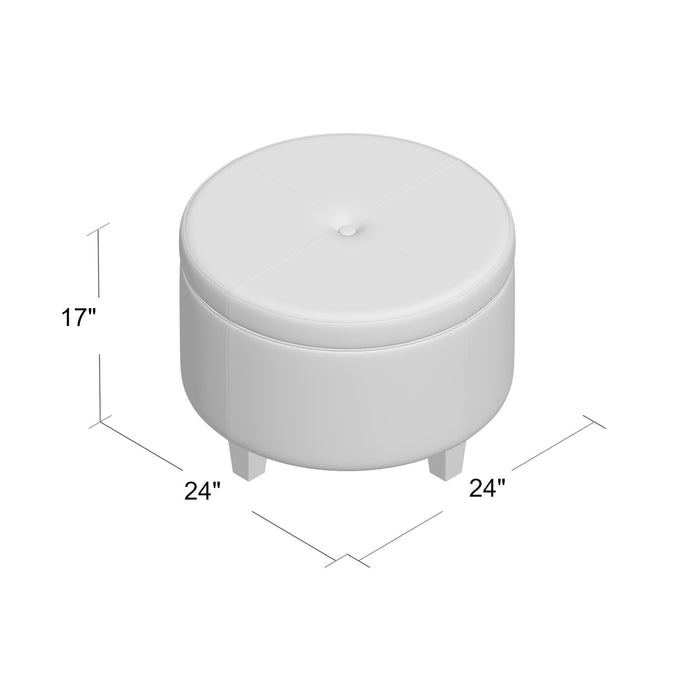 Round Faux Leather Storage Ottoman – Stylish & Versatile Home Furniture Accent
