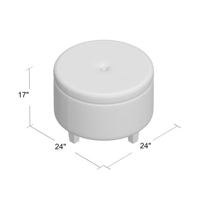 Round Faux Leather Storage Ottoman – Stylish & Versatile Home Furniture Accent