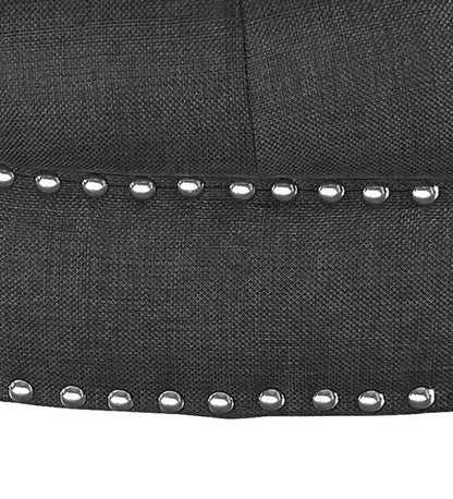 Round Tufted Ottoman with Upholstered and Solid Wood Legs for Living Room