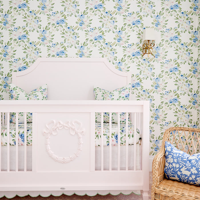 Scallop Crib Skirt in Garden Green - Caitlin Wilson Design