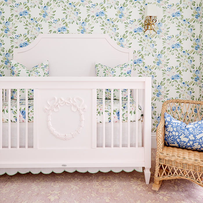 Scallop Crib Skirt in Garden Green - Caitlin Wilson Design
