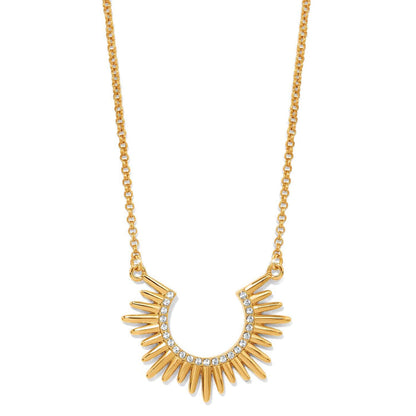 Brighton pendant necklace with gold-plated sunburst design and crystal accents on a white background
