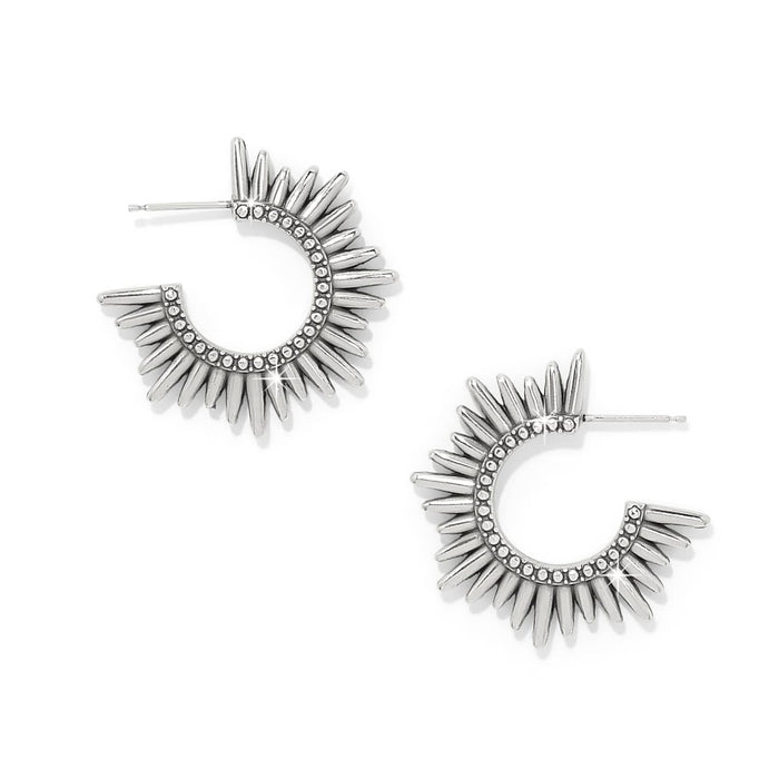 Brighton hoop earrings with silver-tone radiating spike design and beaded inner detail on a white background