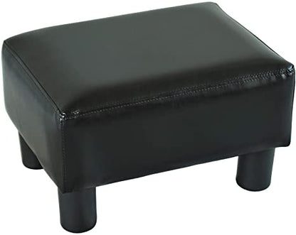 Stylish Black Faux Leather Ottoman Footstool Compact and Comfy Home Furniture for Living Room