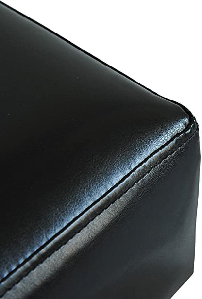 Stylish Black Faux Leather Ottoman Footstool Compact and Comfy Home Furniture for Living Room