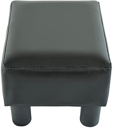 Stylish Black Faux Leather Ottoman Footstool Compact and Comfy Home Furniture for Living Room