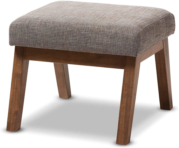 Stylish & Comfy Fabric Upholstered Ottoman Pouffe with Sturdy Wood Legs - for Modern Home